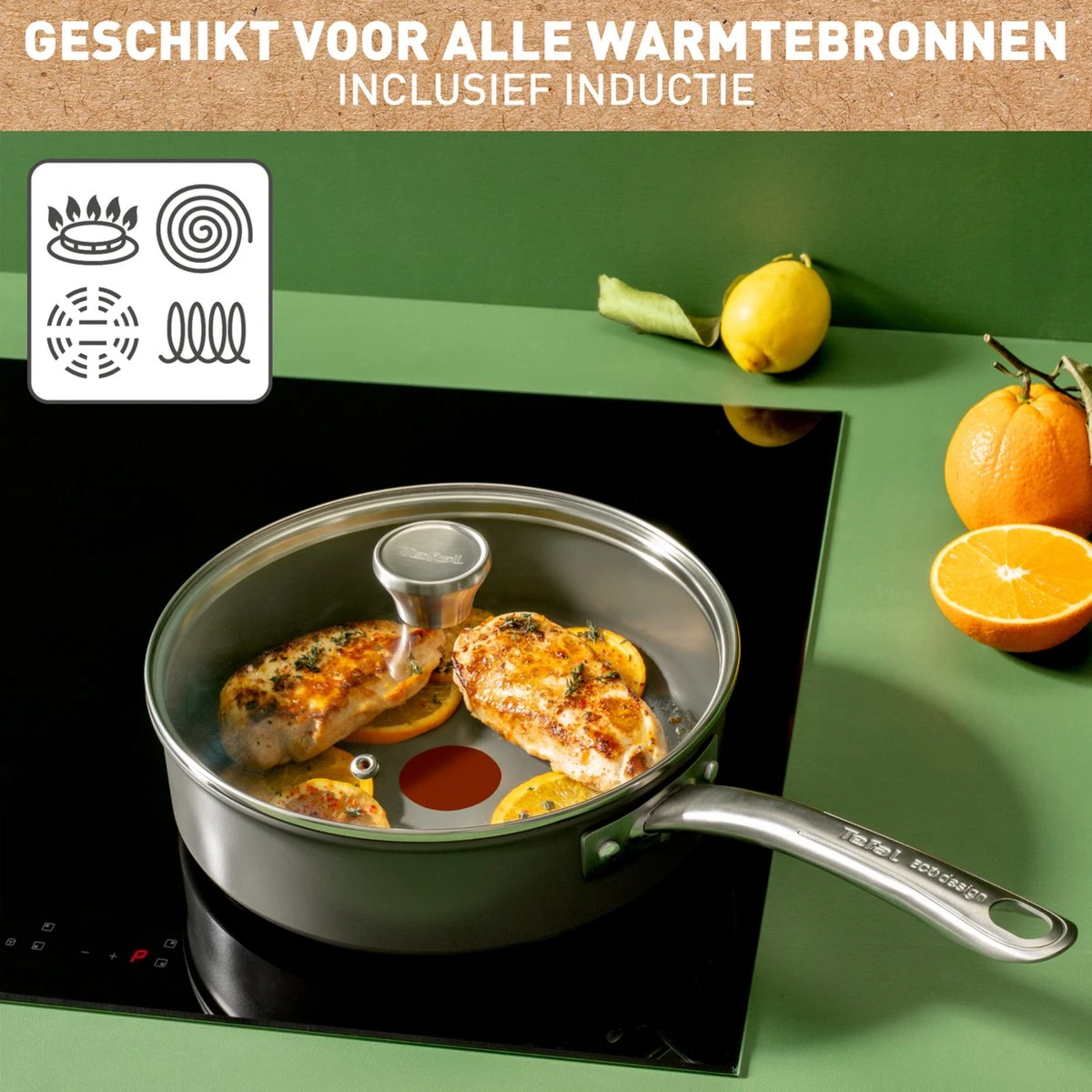 Tefal Renew+ Keramische Hapjespan - Ø 24 Cm - Met Deksel 8 Tefal Renew+ Keramische Hapjespan - Ø 24 Cm - Met Deksel - Afbeelding 8