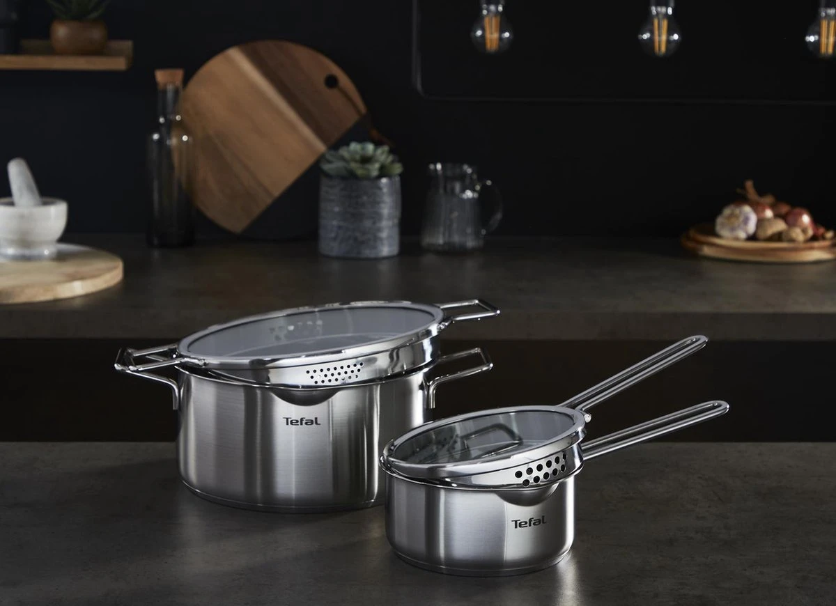 Tefal Nordica Pannenset 4 Delig - Steelpan Ø16 Cm & Kookpan Ø 18 + Ø 20 + Ø 24 Cm 3 Tefal Nordica Pannenset 4 Delig - Steelpan Ø16 Cm & Kookpan Ø 18 + Ø 20 + Ø 24 Cm - Afbeelding 3
