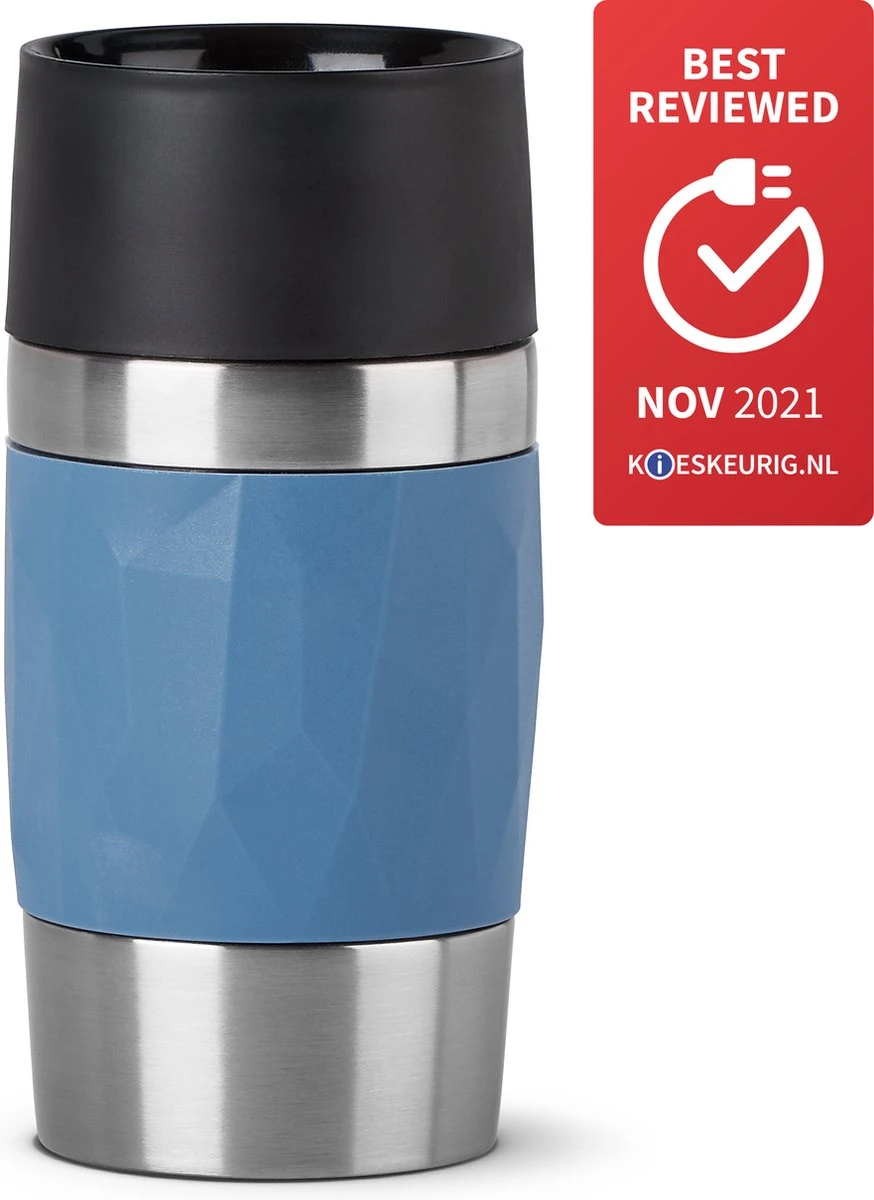 Tefal Compact Travel Mug Compact Thermosfles - 0,3 L - Blauw 2 Tefal Compact Travel Mug Compact Thermosfles - 0,3 L - Blauw - Afbeelding 2