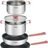 TEFAL G720S604 6-delige Stapelbare Pannenset OPTI'SPACE - RVS - Alle Kookplaten Inclusief Inductie